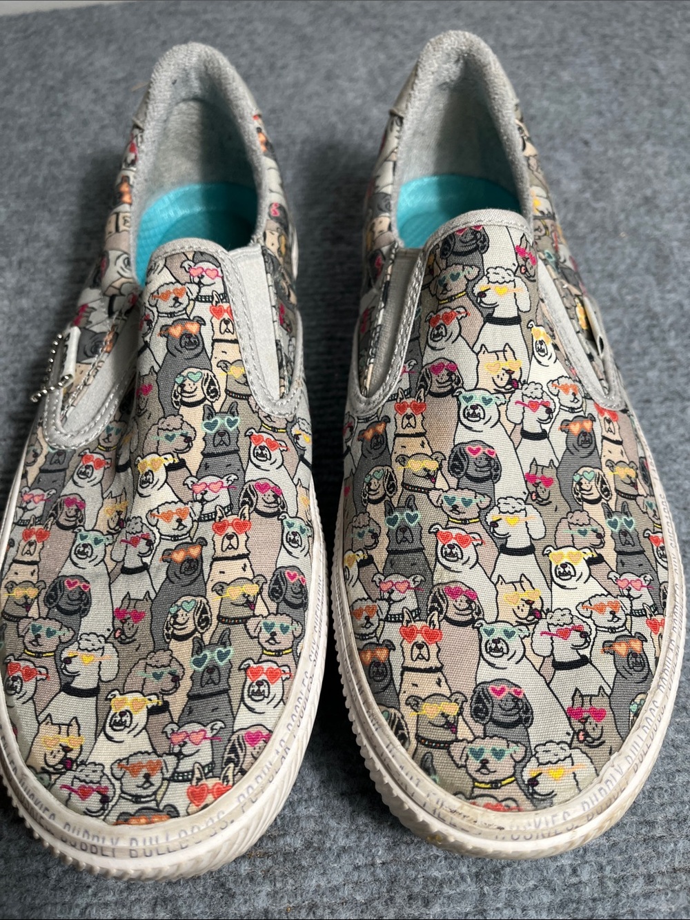 BOBS from Skechers Gray Slip-On Sneakers with Multicolor Dog Print